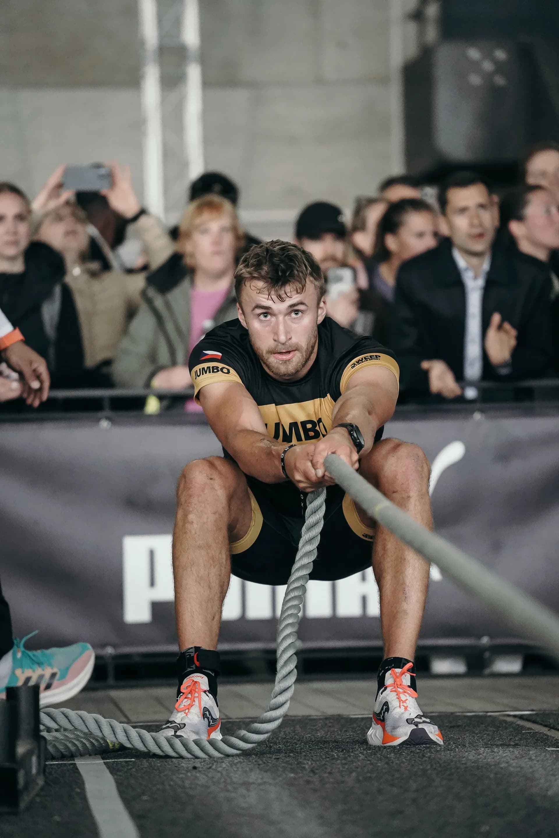 HYROX athlete and coach Richard Hynek mid-race